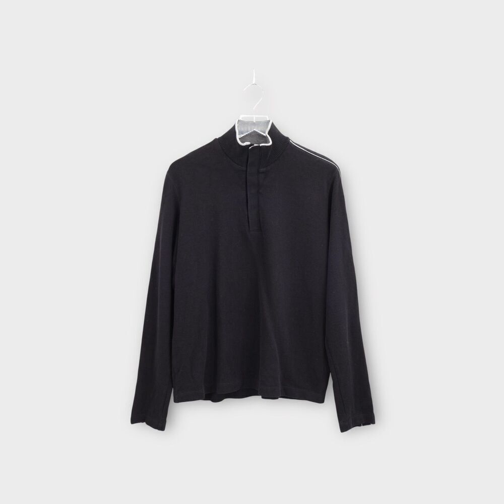 Hugo Boss Men Knit Sweater Snap Button Down Regular Fit Large Black Pullover